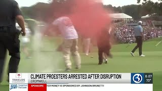 VIDEO Climate protestors storm 18th green at Travelers Championship [upl. by Letnwahs]