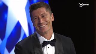 Robert Lewandowski wins 201920 UEFA Mens Forward of the Year award amp talks his TikTok dance moves [upl. by Pleasant840]