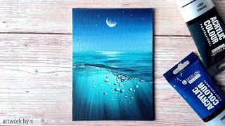 How to Draw Underwater 🌊  Easy Acrylic Painting for Beginners  Mini Canvas Painting Tutorial [upl. by Midas542]