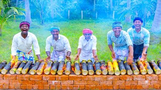 BAMBOO CHICKEN  Chicken Cooking in Bamboo  Direct Fired Bamboo Chicken Recipe Cooking in Village [upl. by Larred]