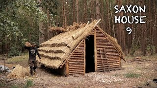 Building a Thatch Roof House Bushcraft Saxon House Part 9 [upl. by Nilesoy]