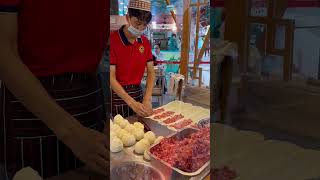 Chinese roti making  bun porotta 😌 at Bukit Bintang chineserecipe chinesemuslim bukitbintang [upl. by Merta]