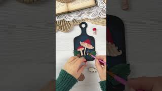 Mushroom cutting board gift  mixed media step by step emiliasieradzan [upl. by Tallou]