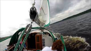 Sailing a Bayfield 32C on the St Croix River in heavy winds [upl. by Eatnom]