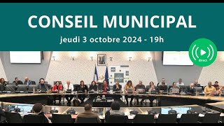 Conseil Municipal  jeudi 3 octobre 2024  Ville de VaulxenVelin [upl. by Inobe]