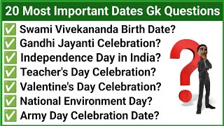 ￼ Most Important Dates National Days Significant Dates and Days Dates MCQ Gk ￼ [upl. by Oberon]