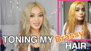 HOW I TONED MY HAIR FROSTY ASH BLONDE [upl. by Auhsot]