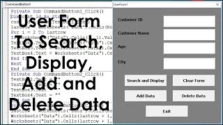 Excel VBA UserForm Search Display Add and Delete Data  Advanced UserForm Example [upl. by Pierrette]