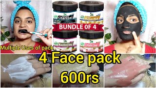 pack of 4 Natural and organic facial care Multani Mud Activated Charcoal  kaolin clay  pink clay [upl. by Meadow]