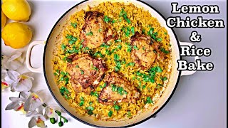 OnePot Lemon Chicken amp Rice Bake  Baked Chicken amp Rice  Easy Recipes  Eat Well Kitchen [upl. by Yoko]