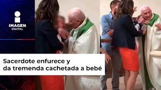 Sacerdote enfurece y da tremenda cachetada a bebé así reaccionó su papá [upl. by Atal311]