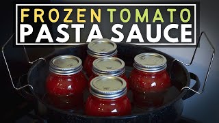 CANNING PASTA SAUCE IN DECEMBER WITH FROZEN TOMATOES [upl. by Eugenie]