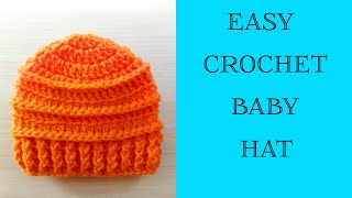 Fast And Easy Crochet Baby Hat 03 Months  Baby Beanie  Crochet Tutorial [upl. by Eimaral615]