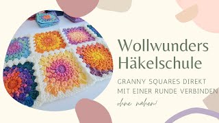 Häkeln  Tutorial • Granny Squares direkt zusammenhäkeln  quotjoin as you goquot Methode auf deutsch [upl. by Gladys]