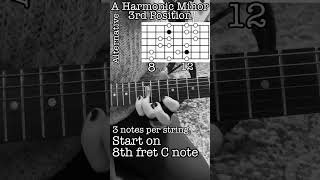 A harmonic minor 3rd position 3 note per string guitar lesson harmonicminor [upl. by Kotz]