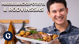 Filip Poons biff med hasselbackspotatis och rödvinssås [upl. by Artenak]