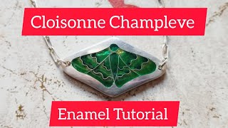 How to Make Champleve Cloisonne Enamel Enameling techniques Tutorial Green Moth [upl. by Negaem677]