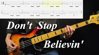 Journey  Dont Stop Believin Bass Cover With Tabs amp Backing Track [upl. by Myrtia963]