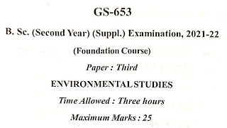 environment studies paperfoundation course BSc 2nd year 202122 [upl. by Gower996]