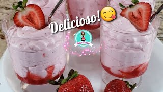 Postre de Fresa 🍓 Solo 3 Ingredientes Rápido y Fácil 😋🤤 Sin Horno  Amor y Amistad ♥ [upl. by Itoyj197]