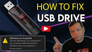 How to Fix USB Device Not Recognized  Restore USB Drive to Default Settings  Corrupted USB Drive [upl. by Olnton]