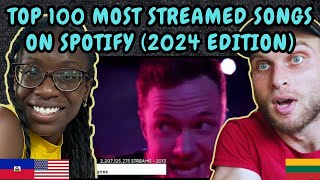 REACTION TO top 100 most streamed songs on spotify 2024 version  FIRST TIME WATCHING [upl. by Yhtuv87]