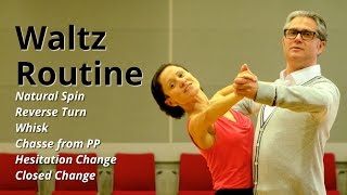 Waltz Basic Routine  Natural Spin Whisk Chasse [upl. by Adiasteb867]