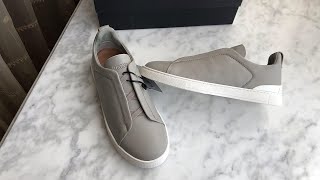 Zegna Triple Stitch sneakers Light Gray Review [upl. by Drolyag836]