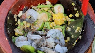 YOUNG PAPAYA SEAFOOD SALAD Yummy Seafood Salad Recipe In village [upl. by Eeryk991]