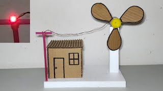 How to make working model of a wind turbine from cardboard  school project [upl. by Payton]