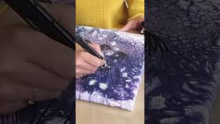 Embellissement toile pouring  fluidart embellissement zentengle posca motiffloral [upl. by Indys]