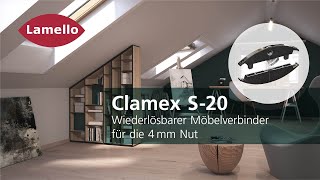 Lamello Clamex S20 Wiederlösbarer Möbelverbinder für die 4 mm Nut [upl. by Laved]