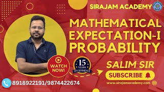 Mathematical Expectation  Probability amp Stat  Mean  Variance  Standard Deviation  Salim Sir [upl. by Ariek]