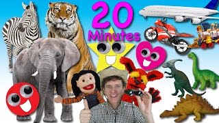 Animals Transport Shapes Songs  20 Minutes  Learn English Kids [upl. by Ahsiekahs]