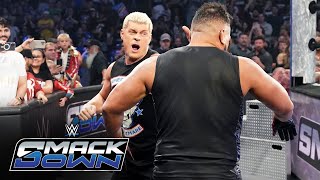 Jacob Fatu throws Cody Rhodes into the official to help The Bloodline win SmackDown Sept 27 2024 [upl. by Jacobina424]