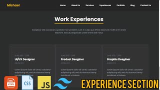 Portfolio Website Using HTML CSS Tailwind amp Javascript  Experience Section Part6 codewithsirohiya [upl. by Nylssej]