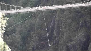 Spectacular bungee jump from Vemork bridge in Rjukan  Telemark  Norway [upl. by Airretal459]