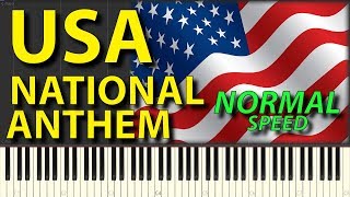 USA National Anthem NORMAL SPEED Synthesia with sheets notes Piano Tutorials for everybody [upl. by Thursby742]