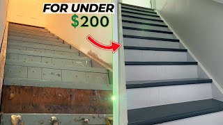 DIY Stair Remodel on a Budget StepbyStep [upl. by Kathe]