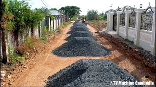 Wonderful Building Foundation Village Road Construction By Motor Grader Pushing And Grading Gravel [upl. by Sheelagh]