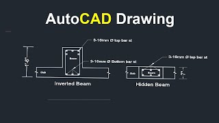 Inverted Beam or HiddenConcealed Beam cross section Draw in AutoCAD  Royhan khan [upl. by Plotkin]