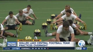 Walled Lake Central football team holds first practice overnight [upl. by Adleremse921]