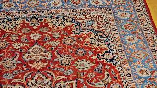 Vintage Room Size Persian Isfahan Rug in Floral Pattern in Red Blue thepersianknot  SKU 2188 [upl. by Perry659]