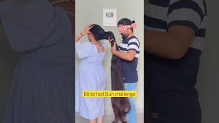 Blind Fold Bun Challenge youtubeshorts trending viralvideo longhair longhairbun [upl. by Anerat]