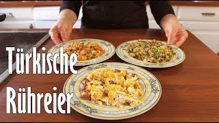 3 ARTEN VON TÜRKISCHEN RÜHREIERN Menemen Rührei mit Sucuk und Hackfleisch  Canans Basics [upl. by Llerreg784]