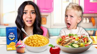 10 Siblings SWAP DIETS for 24HRS 🍎 [upl. by Rebliw]