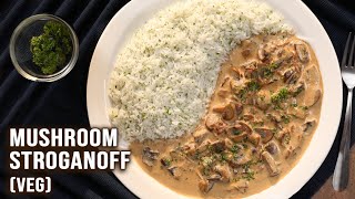 Mushroom Stroganoff with Steamed Rice  Lunch amp Dinner Recipes  Creamy Sauce Recipe for Rice [upl. by Castillo]