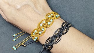 Pulseira Macrame com Design Wavy DiamondsTutorial Macrame Bracelet Easy ✨ [upl. by Vharat228]