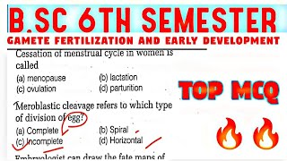 BSc 6th Semester Gamete Fertilization and Early Development Unit5 Zoology ddu bsc6thsemester 🔥 [upl. by Daven]