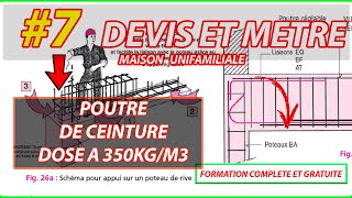 Combien de sac de ciment pour 1m3 de béton 7 DEVIS ET METRE poutre de ceinture [upl. by Jagir989]